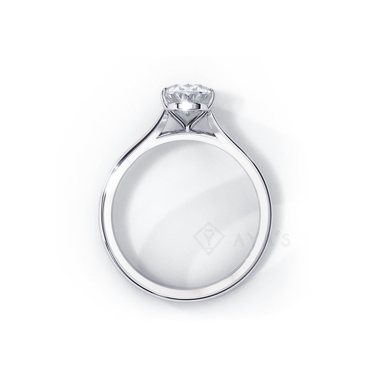 Silver Oval Embrace Solitaire Ring