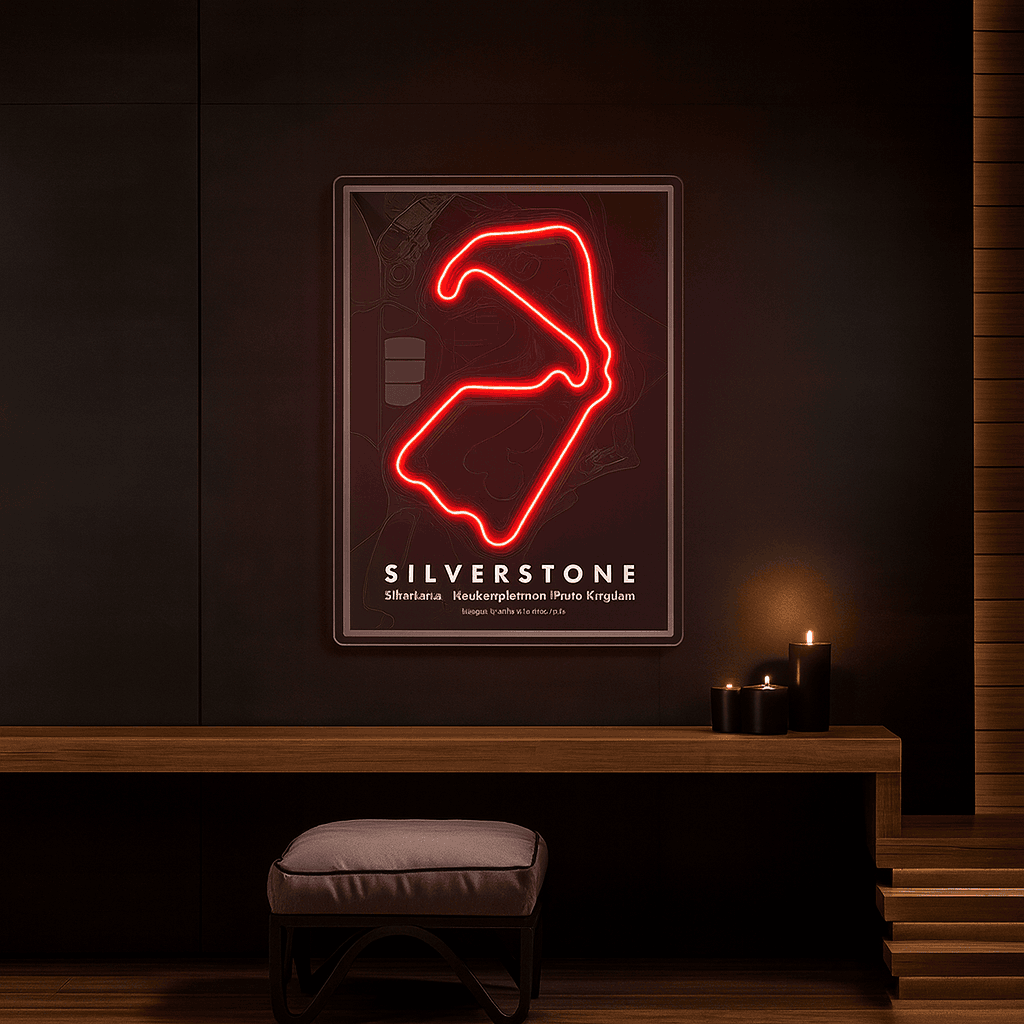 Silverstone Racing F1 Circuit LED Neon Wall Art – Iconic Track Map Neon Sign | Neon Signs India — Image 3