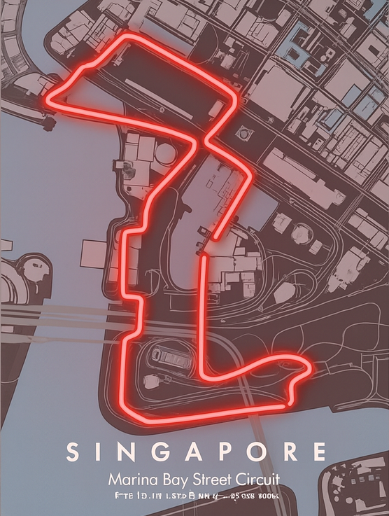Singapore Marina Bay Street F1 Circuit LED Neon Wall Art – Racing Track Map Glow Sign Neonsignsindia