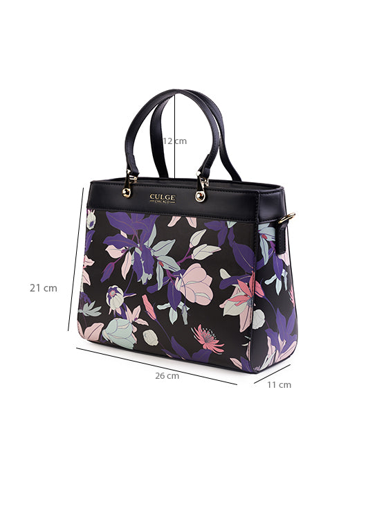 Culge Chicago "The Millennium" Structured Satchel – Twilight Noir Floral-7