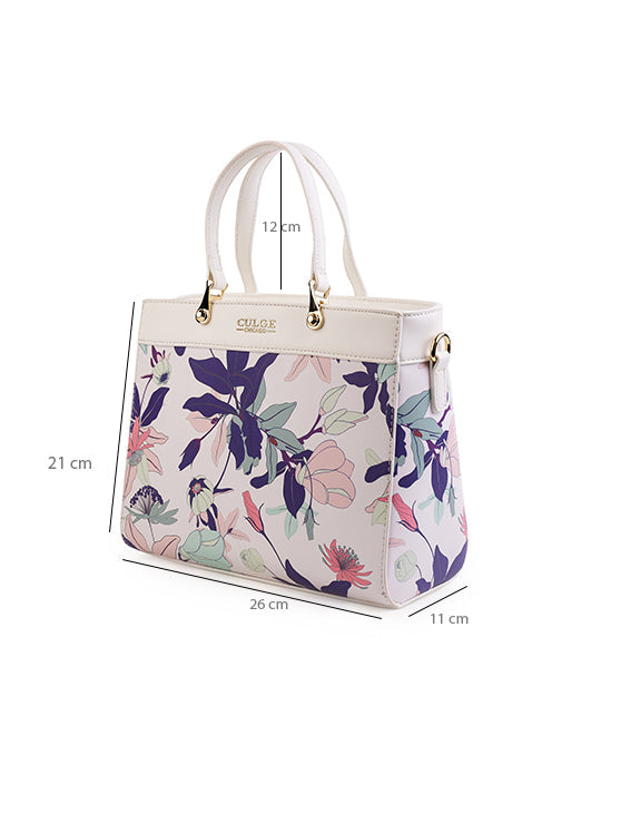 Culge Chicago "The Garfield" Structured Satchel – Alabaster Floral-5