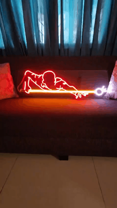 Snooker Player Motion Neon Wall Sign – Billiards Game Room LED Art( 36*12 inch ) | Neon Signs India — Image 1