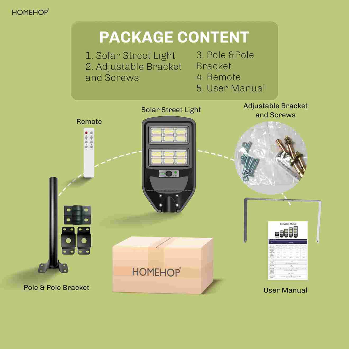 Solar 120W Street Light with Automatic Motion Sensor for Home, Outdoor and Garden