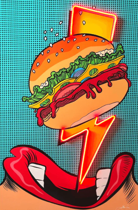 The Flash Burger Pop Art LED Wall Art | Modern Fast Food Icon with Neon-Effect Glow Neonsignsindia