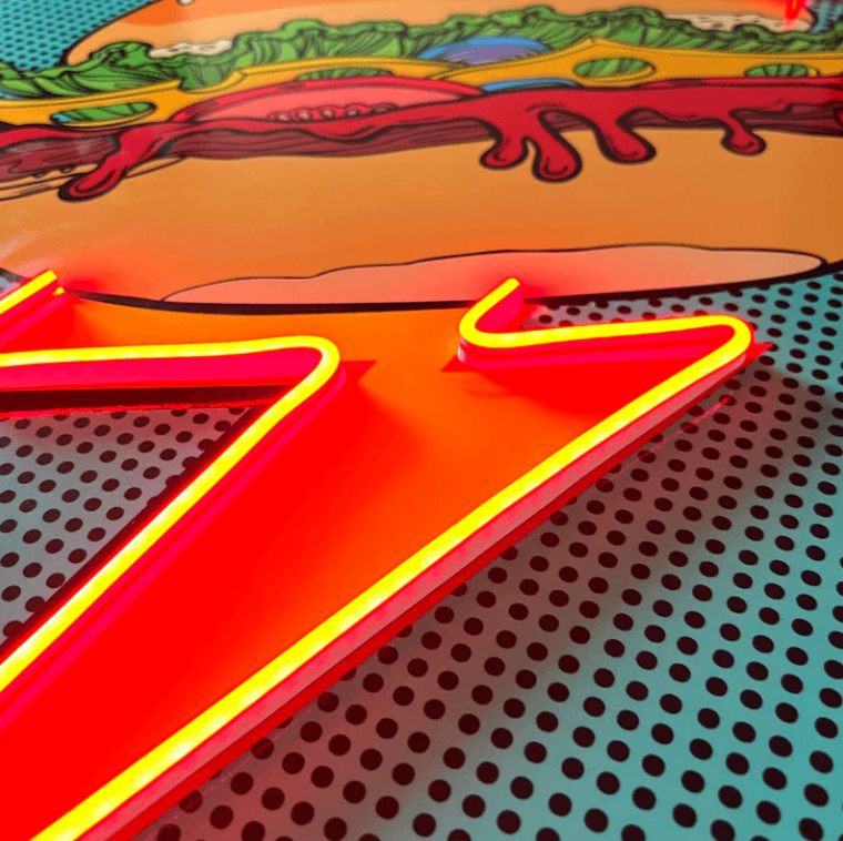 The Flash Burger Pop Art LED Wall Art | Modern Fast Food Icon with Neon-Effect Glow Neonsignsindia