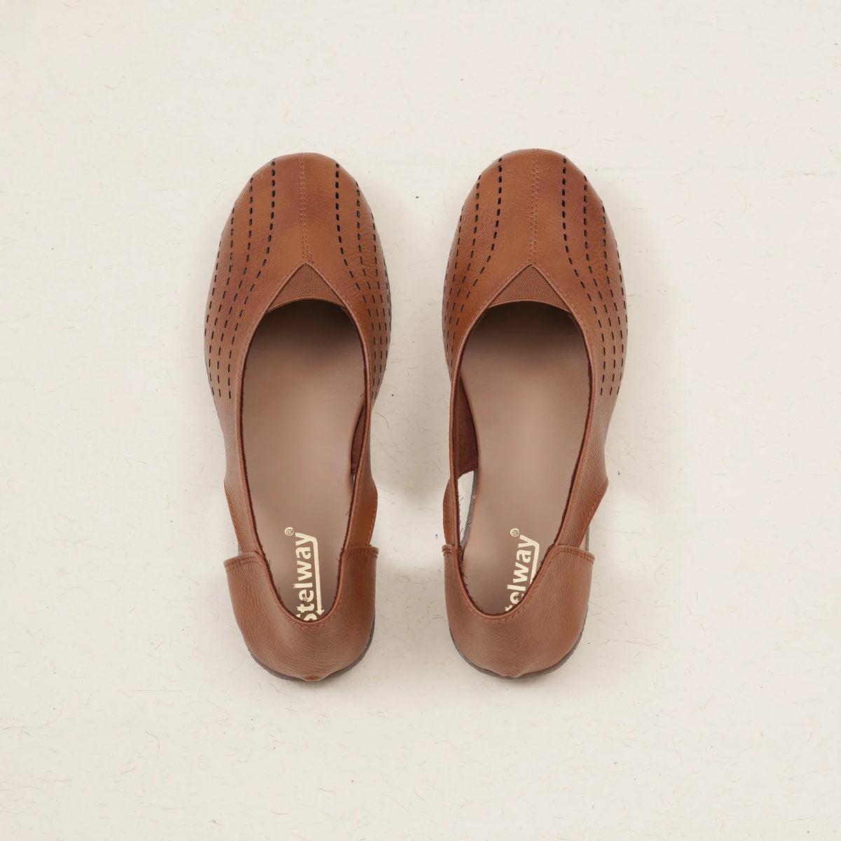 Stelway Tan Lasercut Ballet Flats-7