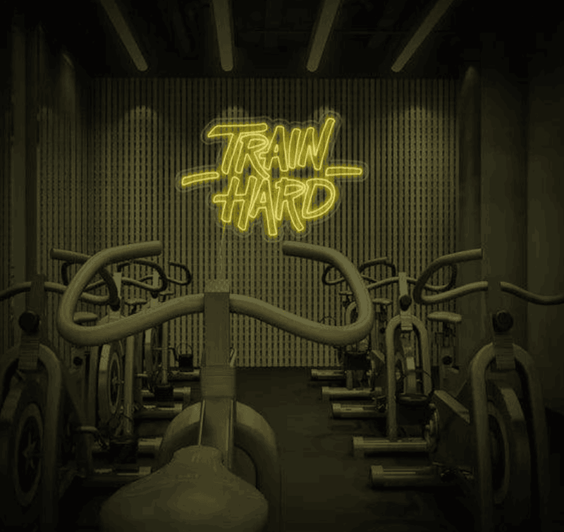 Train Hard Neon LED Sign – Motivational Gym Wall Light | Neon Signs India — Image 1
