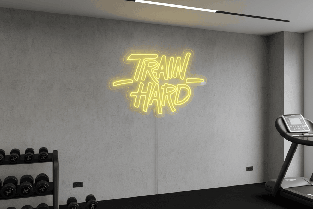 Train Hard Neon LED Sign – Motivational Gym Wall Light | Neon Signs India — Image 2
