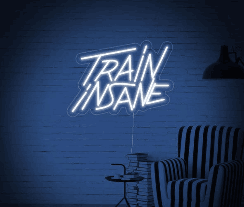 Train Insane Neon Sign – Motivational Gym LED Wall Light | Neon Signs India — Image 1