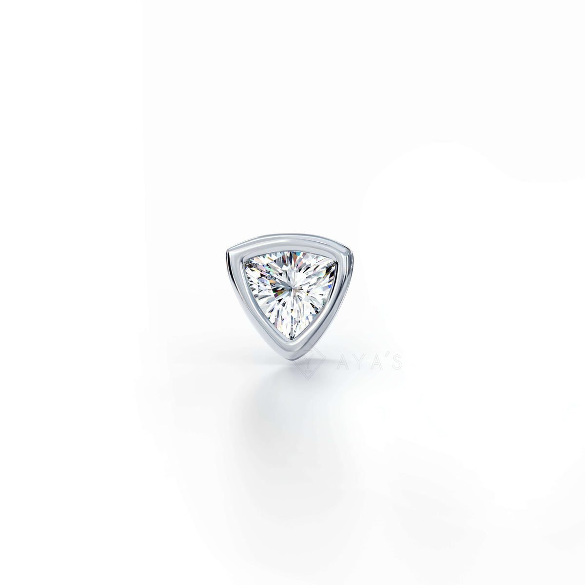 Trillion Solitaire CZ Stud Earring (Single Stud) | 925 Sterling Silver, AAAA Grade Cubic Zirconia, Rhodium Plating & Glossy Finish