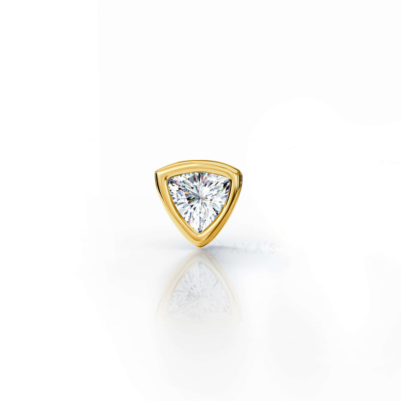 Trillion Solitaire CZ Stud Earring (Single Stud) | 925 Sterling Silver, AAAA Grade Cubic Zirconia, Rhodium Plating & Glossy Finish