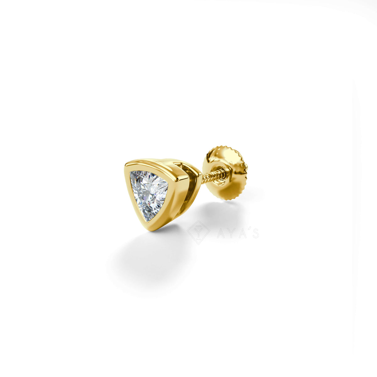 Trillion Solitaire CZ Stud Earring (Single Stud) | 925 Sterling Silver, AAAA Grade Cubic Zirconia, Rhodium Plating & Glossy Finish