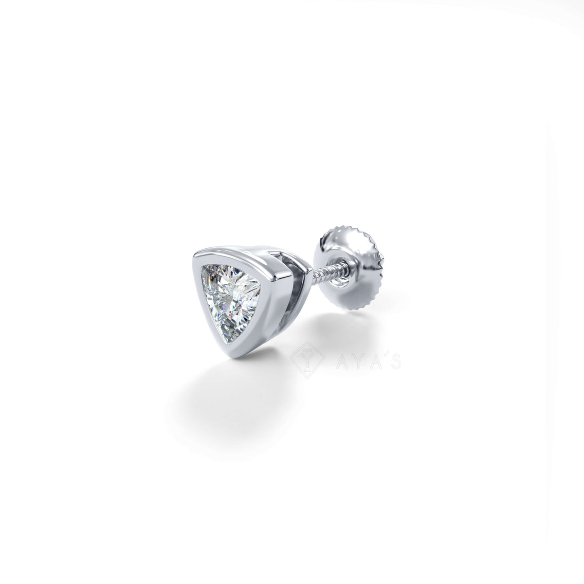 Trillion Solitaire CZ Stud Earring (Single Stud) | 925 Sterling Silver, AAAA Grade Cubic Zirconia, Rhodium Plating & Glossy Finish