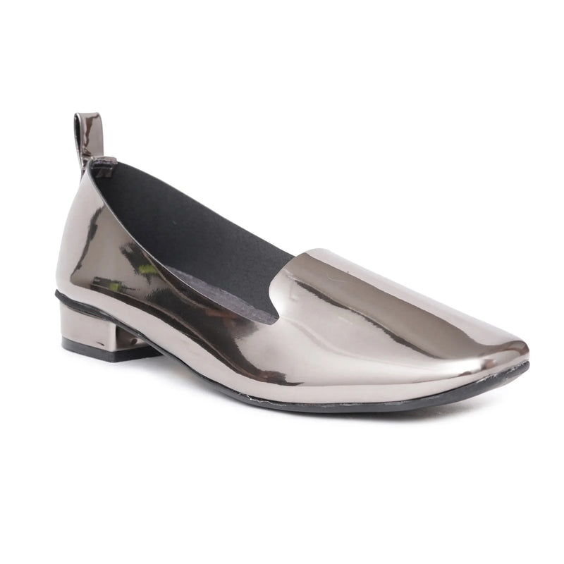 Shiny Chromium Grey Ballerinas-9