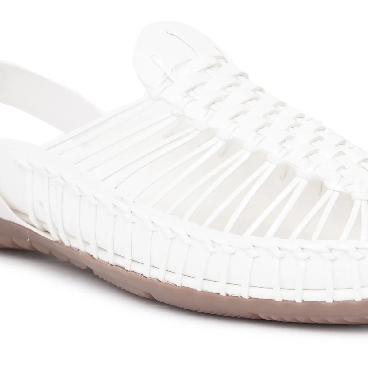 White Handcrafted Flat Sandal Clogs-8