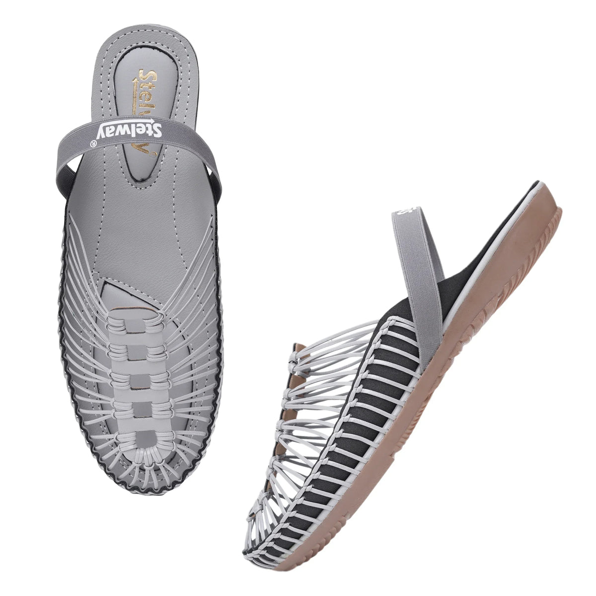 Gray Handcrafted Flat Sandal Clogs-7