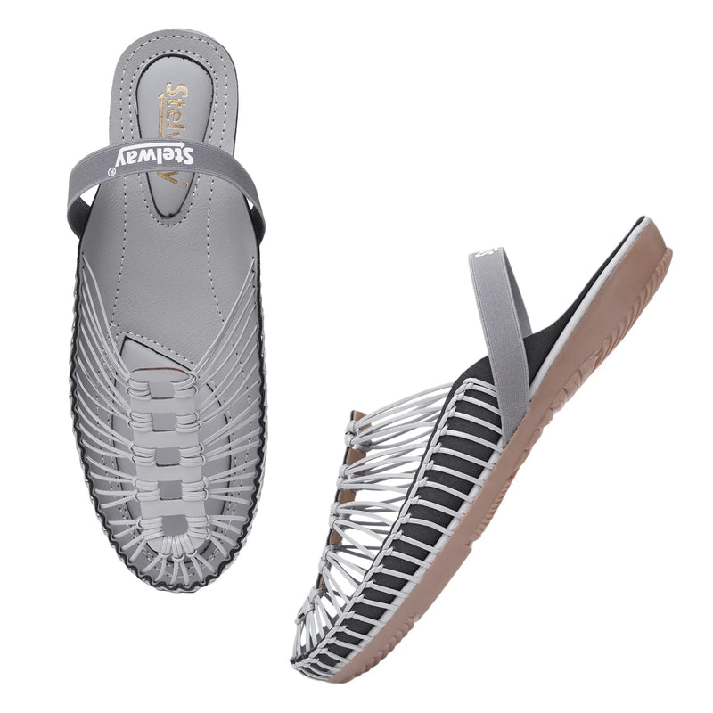 Gray Handcrafted Flat Sandal Clogs-7