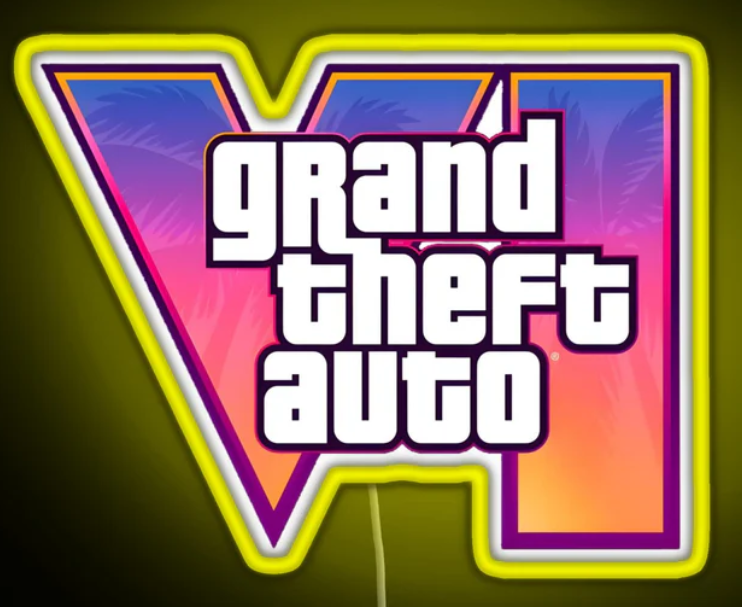 GTA VI Yellow Neon Sign – Grand Theft Auto 6 LED Wall Art Yellow Glow Game Room
