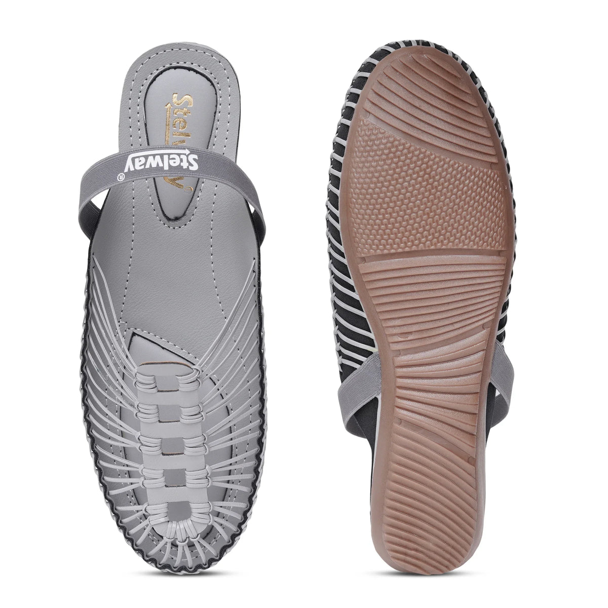 Gray Handcrafted Flat Sandal Clogs-8