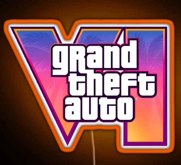 GTA VI Orange Neon Sign – Grand Theft Auto 6 LED Wall Art Orange Glow Bedroom Decor