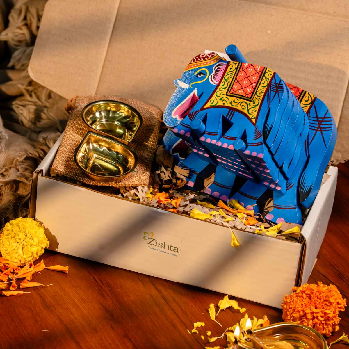 Varanasi Elephant Coasters with Diyas-2