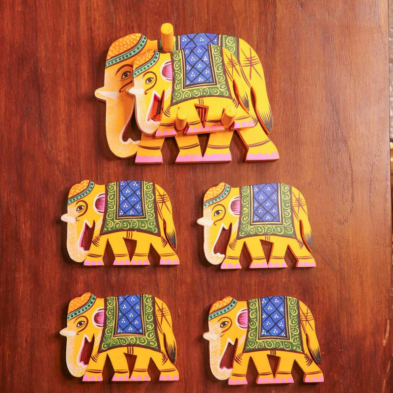 Varanasi Wooden Elephant Coasters-3
