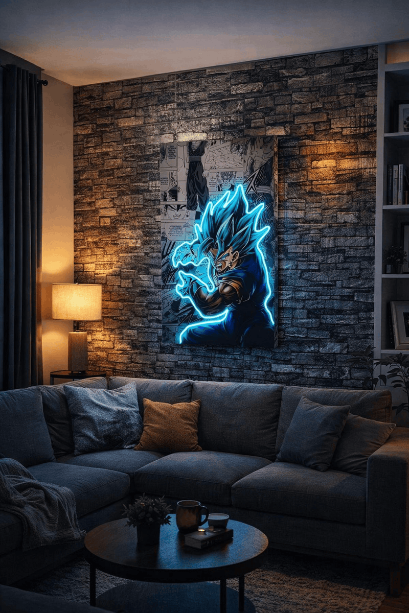 Vegito Blue Power Neon Wall Art – Anime LED Statement Light Game Room | Neon Signs India — Image 2