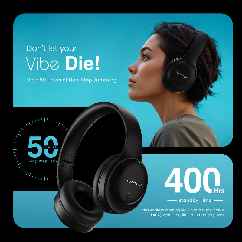 Hammer Vibe ENC Bluetooth Gaming Headphone Long Play Time-2