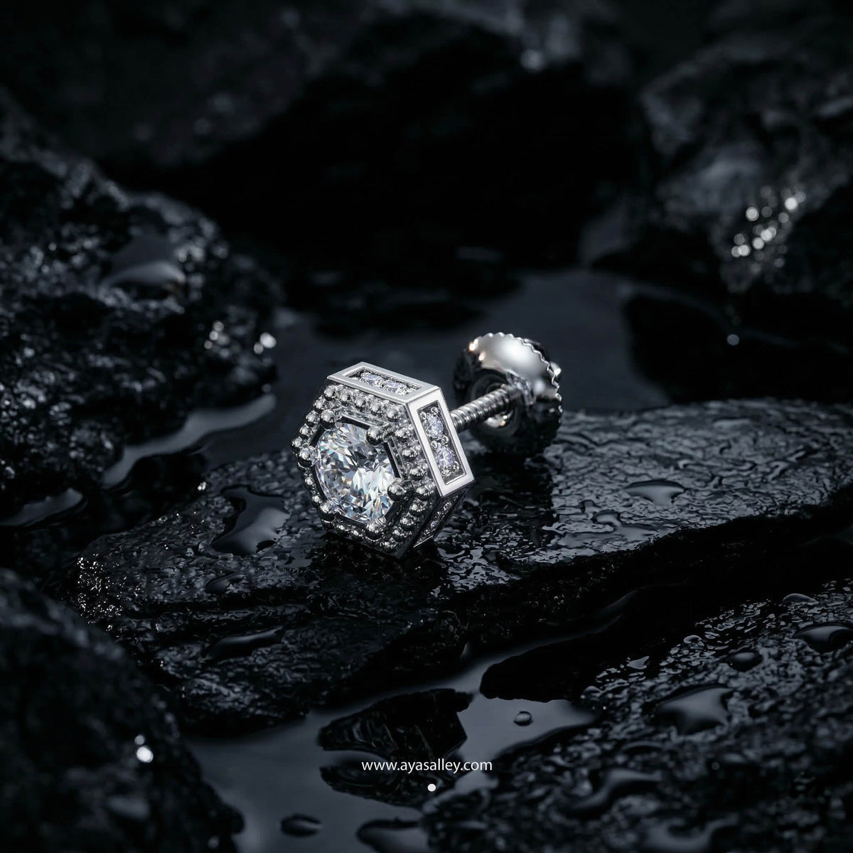 Vion Solitaire CZ Stud Earring (Single Stud) | 925 Sterling Silver, AAAA Grade Cubic Zirconia & Glossy Finish