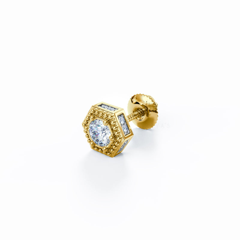 Vion Solitaire CZ Stud Earring (Single Stud) | 925 Sterling Silver, AAAA Grade Cubic Zirconia & Glossy Finish