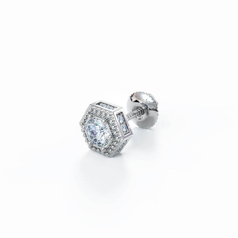 Vion Solitaire CZ Stud Earring (Single Stud) | 925 Sterling Silver, AAAA Grade Cubic Zirconia & Glossy Finish