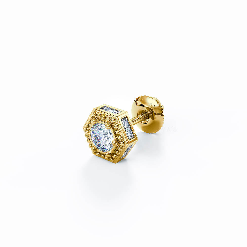Vion Solitaire CZ Stud Earring (Single Stud) | 925 Sterling Silver, AAAA Grade Cubic Zirconia & Glossy Finish