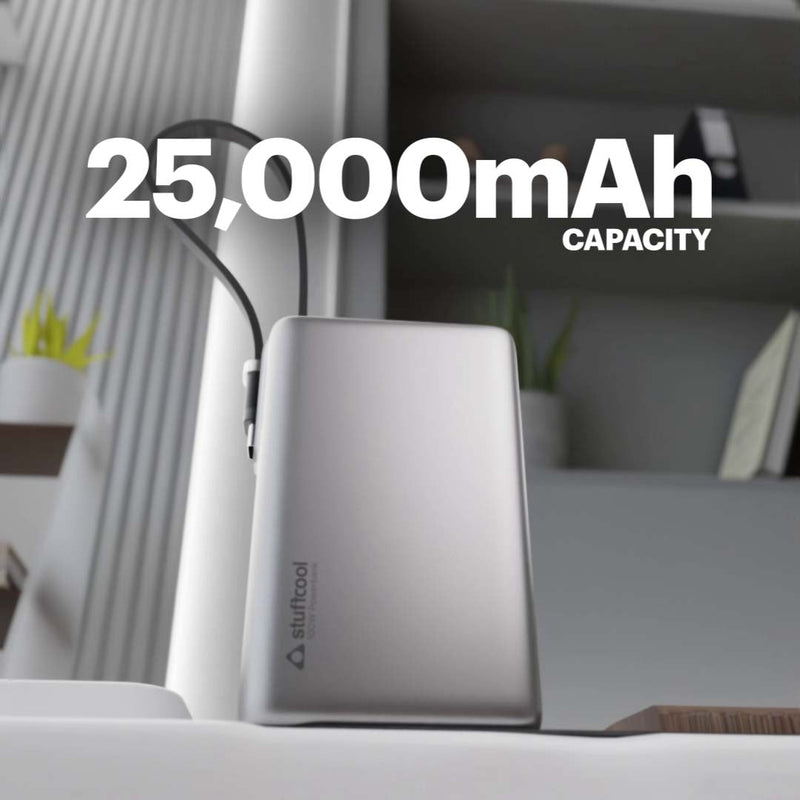 Giga Max smallest 25000mAh powerbank with 100W Built-in Type-C Cable