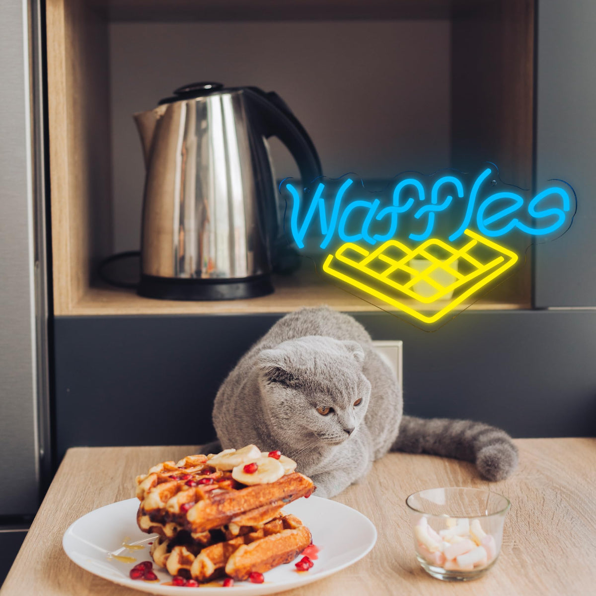 Waffles Neon Signs (15x9 inches) Neonsignsindia