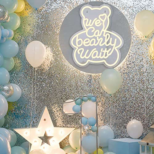 We Can Bearly Wait Neon Sign (Bear Shape) 12x14 inches Neonsignsindia