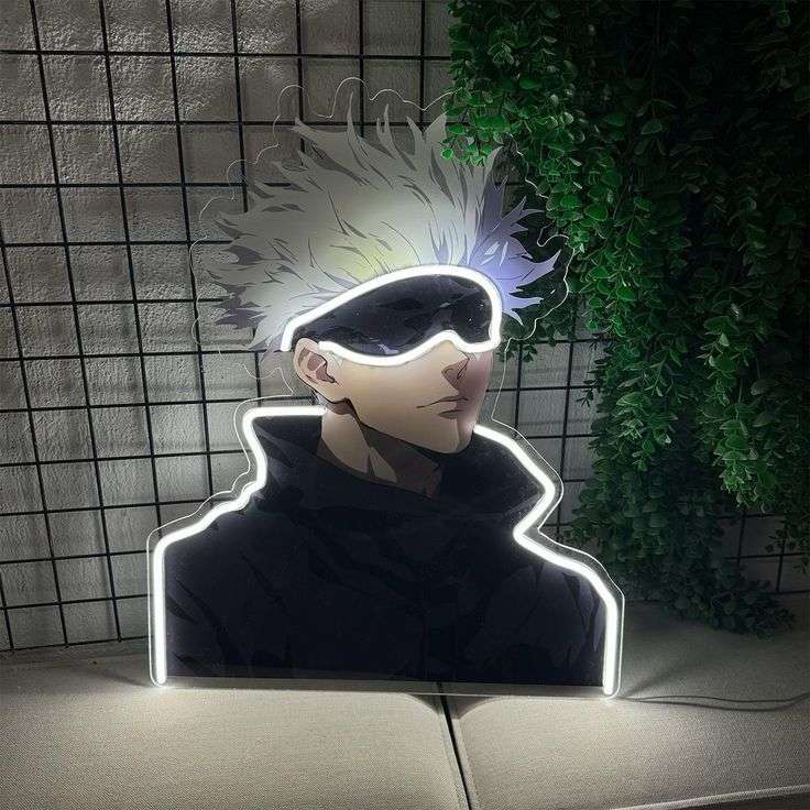 White Aura Anime Neon Wall Art – Minimal LED Neon Sign for Modern Rooms Game Room | Neon Signs India — Image 2