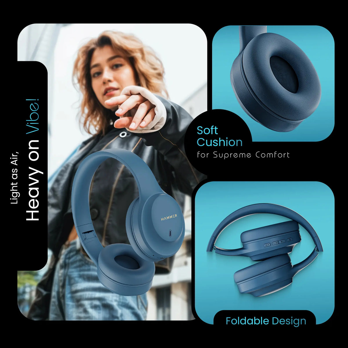 Hammer Vibe ENC Bluetooth Gaming Headphone Long Play Time-13