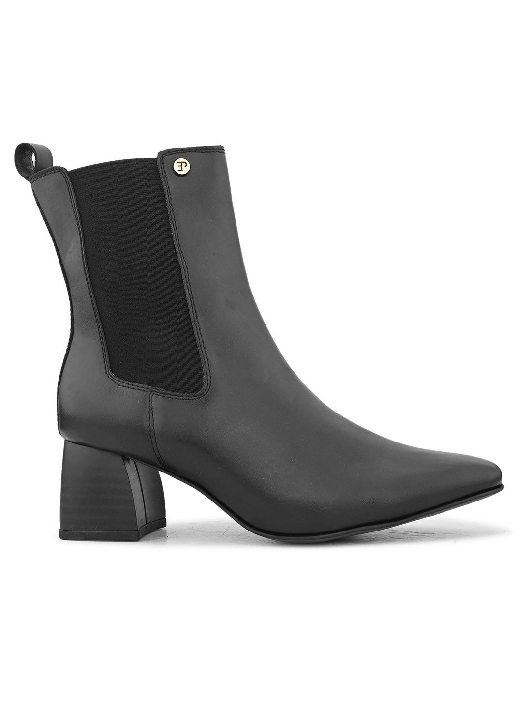 EL PASO Women Black Faux Leather Casual Chelsea Boots-2
