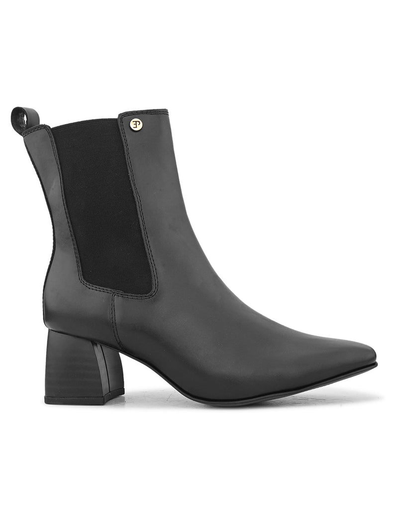 EL PASO Women Black Faux Leather Casual Chelsea Boots-2