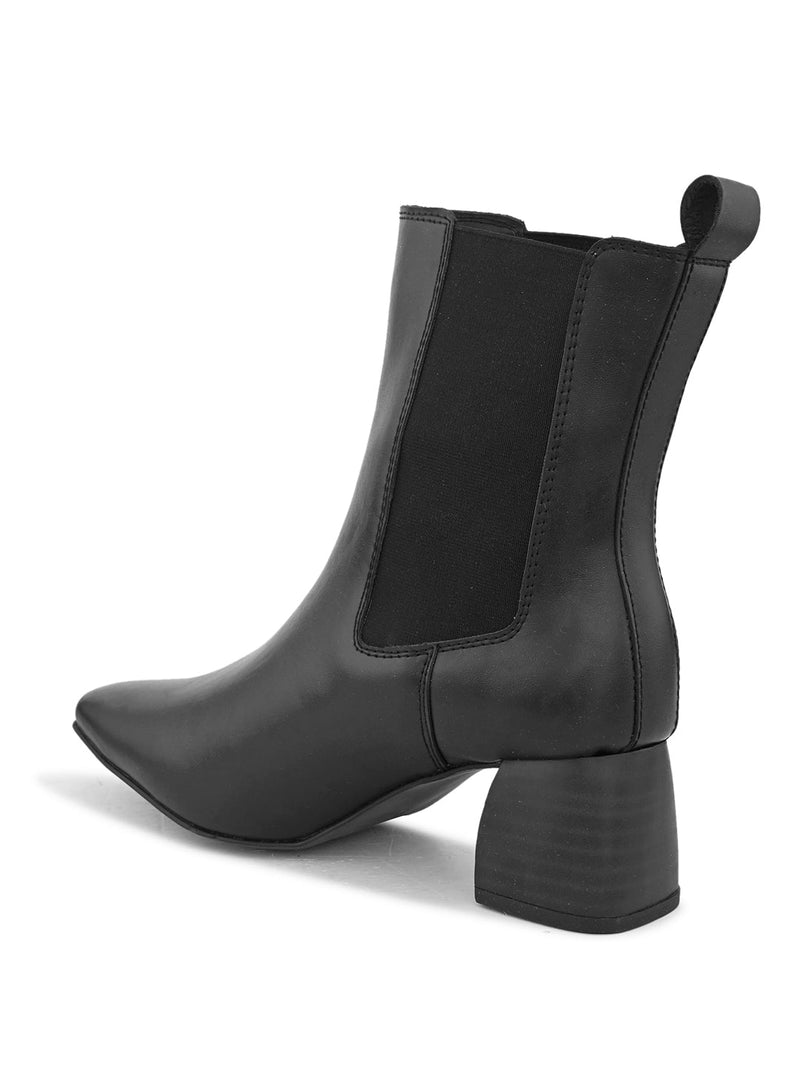 EL PASO Women Black Faux Leather Casual Chelsea Boots-3