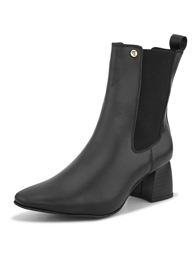 EL PASO Women Black Faux Leather Casual Chelsea Boots-5