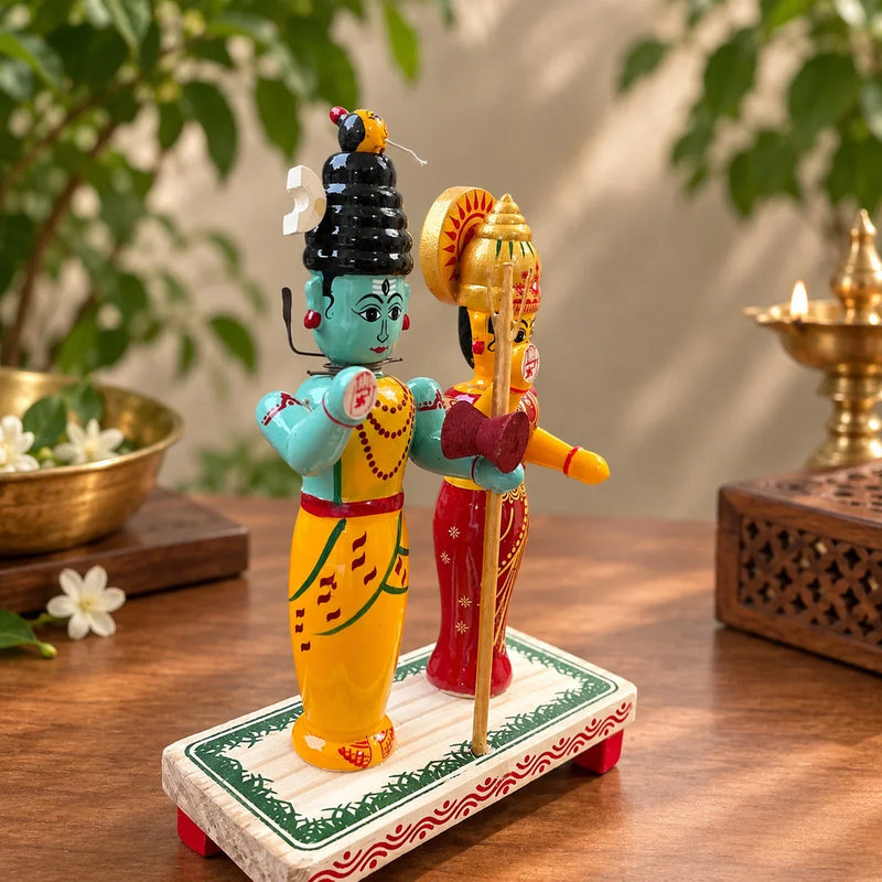 Wooden Shiva Parvati Set | Navratri Golu Dolls-2