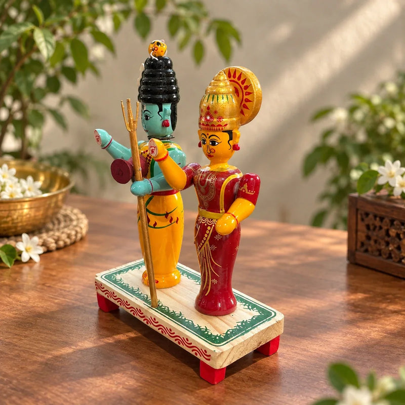 Wooden Shiva Parvati Set | Navratri Golu Dolls-3