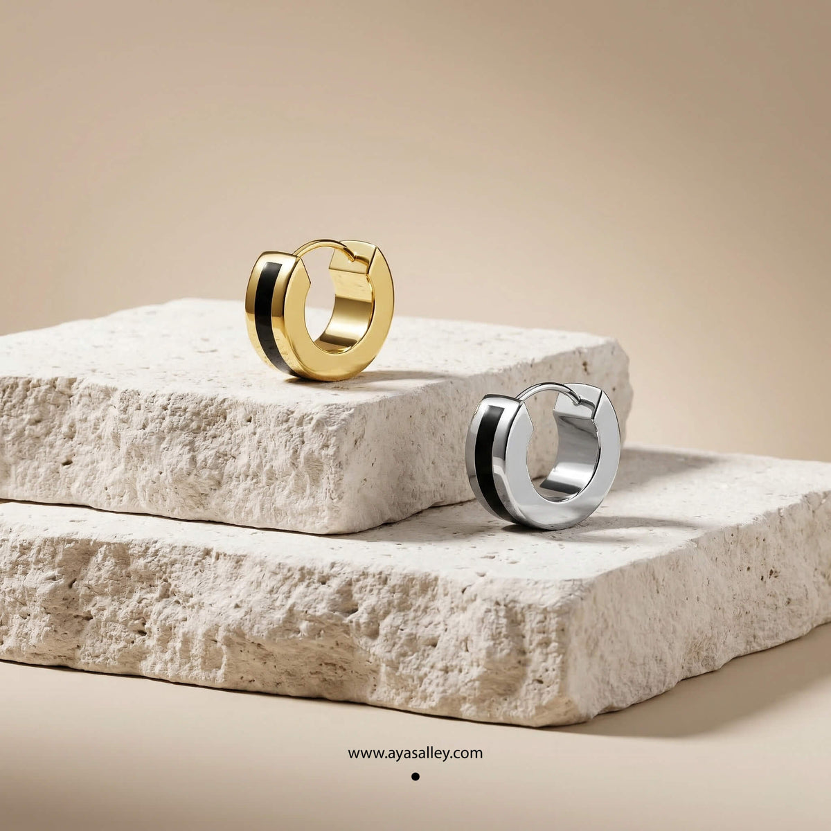 Xeno Hoop Earring (Single Piece) | 925 Sterling Silver, Rhodium Plating & Glossy Finish