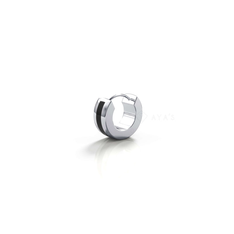 Xeno Hoop Earring (Single Piece) | 925 Sterling Silver, Rhodium Plating & Glossy Finish