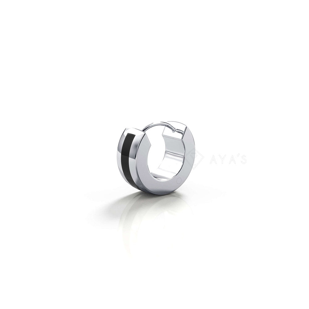 Xeno Hoop Earring (Single Piece) | 925 Sterling Silver, Rhodium Plating & Glossy Finish