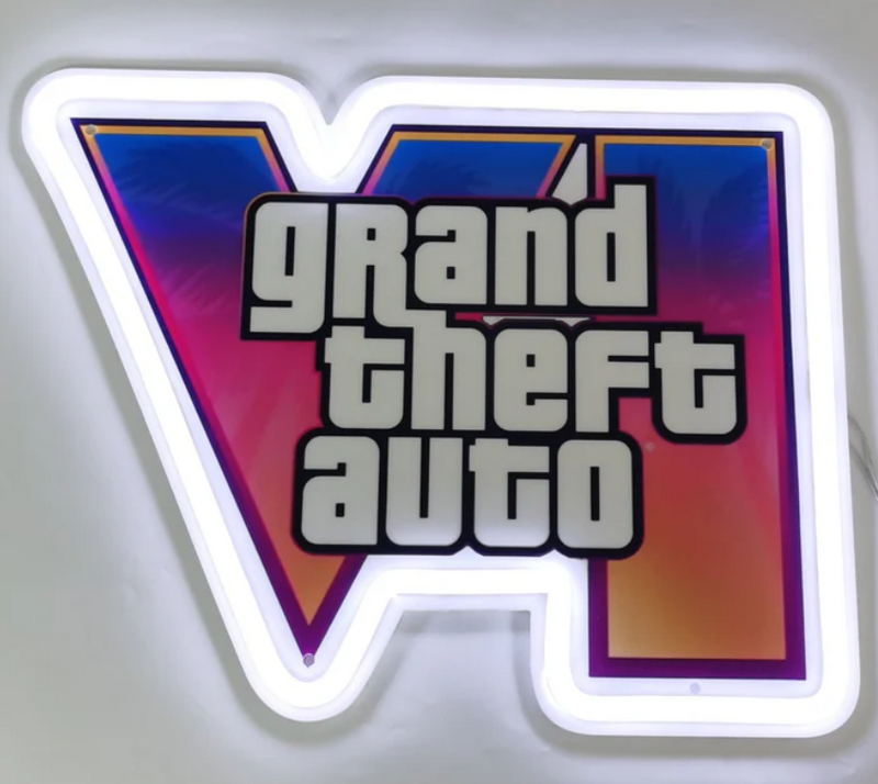GTA VI Cool White Neon Sign – Grand Theft Auto 6 LED Wall Art Cool White Game Room
