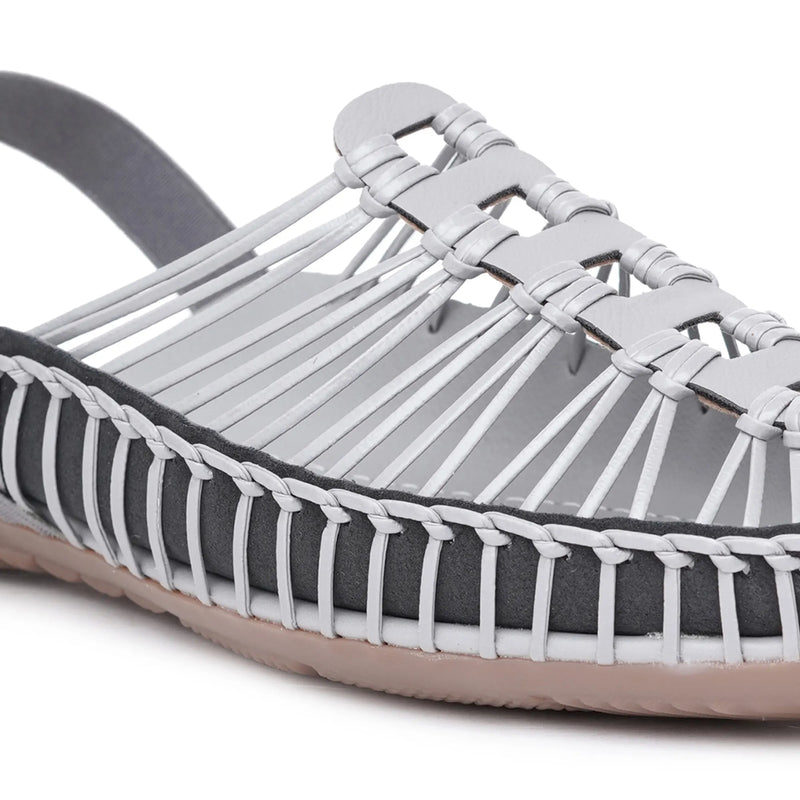 Gray Handcrafted Flat Sandal Clogs-6