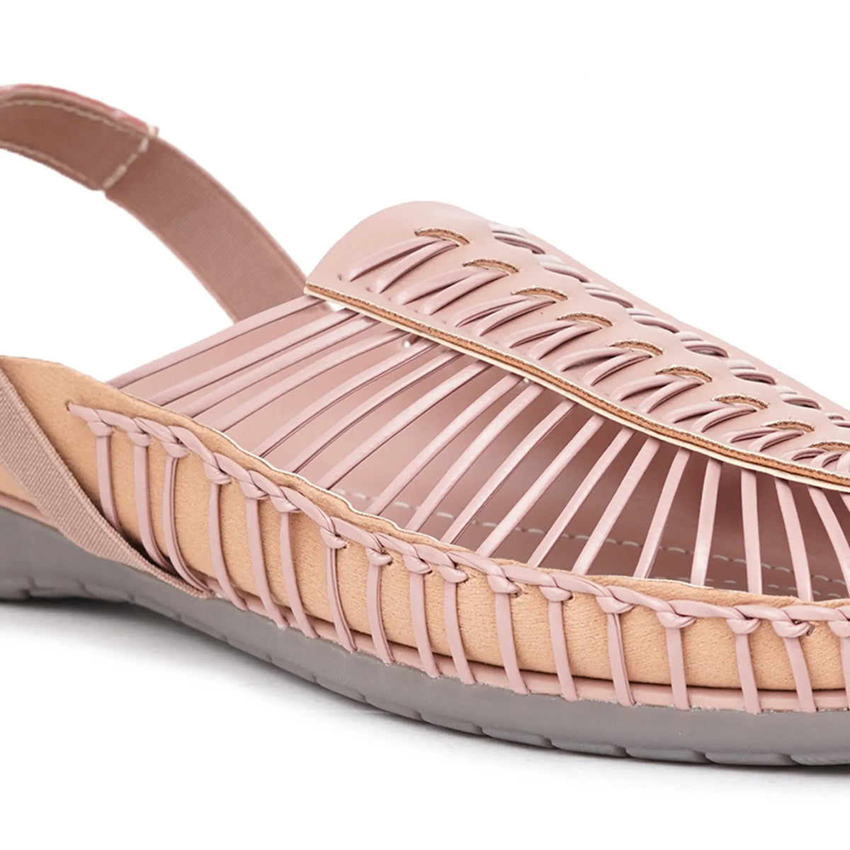 Peach Handcrafted Flat Sandal Clogs-6