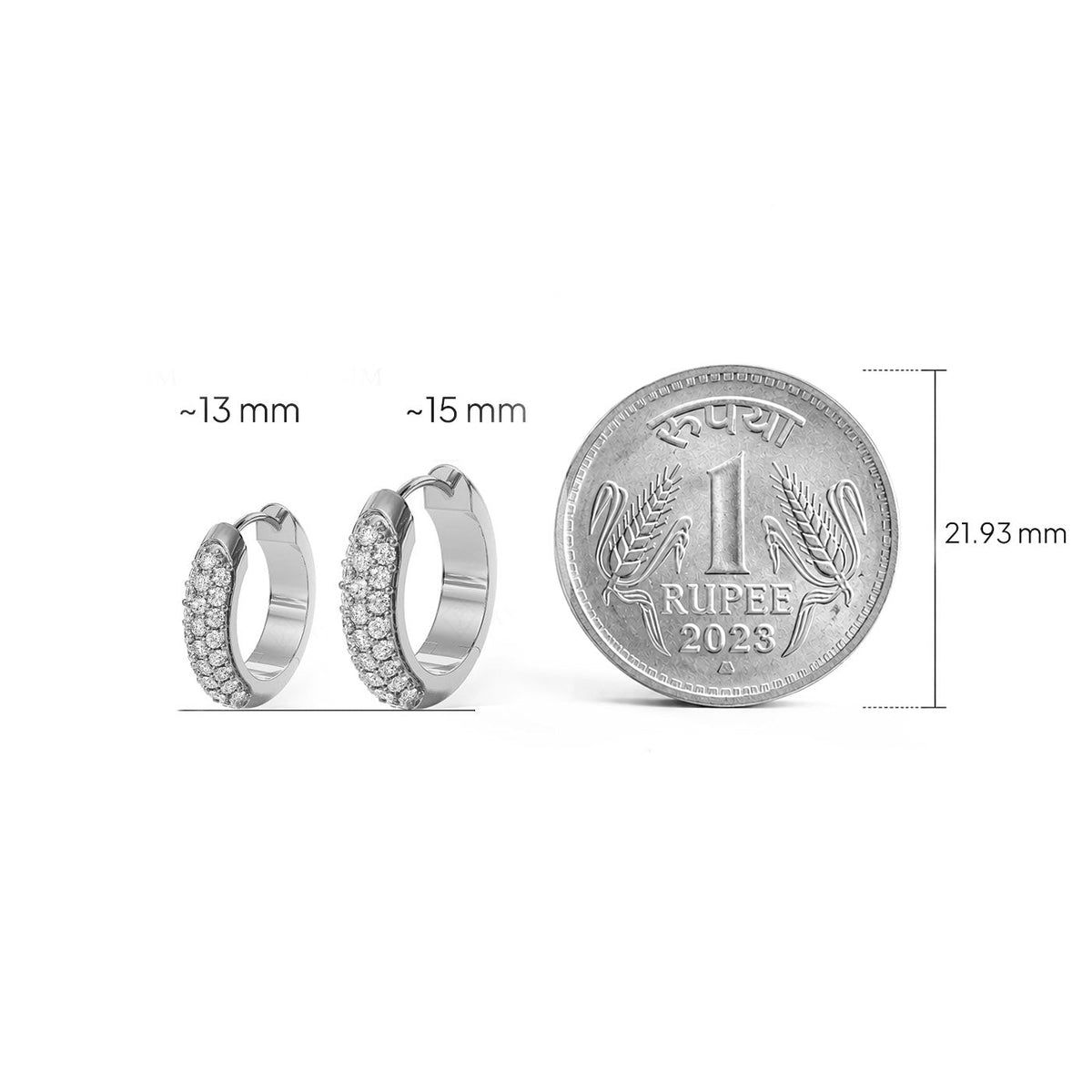 Iced Zyre Hoop Earring (Single Piece) | 925 Sterling Silver, AAAA Grade Cubic Zirconia, Glossy Finish